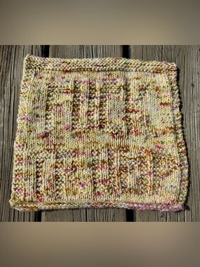 Handmade F*CK TRUMP Yellow Speckled Knit Dishcloth